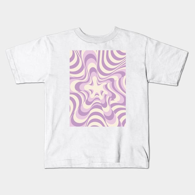 Abstract Groovy Retro Liquid Swirl Purple Pattern Kids T-Shirt by Colorable